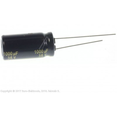 1000uF 35V 105° elektrolit kondenzátor, alacsony impedanciájú (Panasonic)