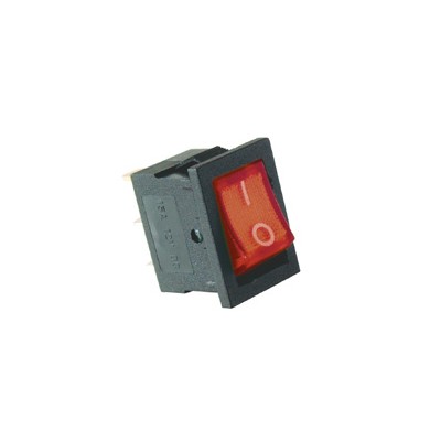 Világítós billenőkapcsoló, 12V-ra, 1 áramkörös, piros színben, téglalap alakú